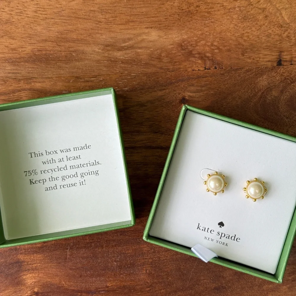 Kate Spade New York Imitation Pearl Gold Tone CZ 'Flying Colors' Stud Earrings